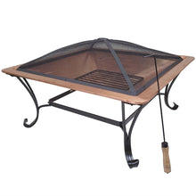 Load image into Gallery viewer, Square 33-inch Solid Copper Fire Pit Bowl with Iron Stand and Screen