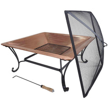 Load image into Gallery viewer, Square 33-inch Solid Copper Fire Pit Bowl with Iron Stand and Screen