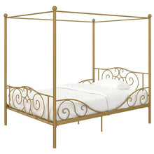 Load image into Gallery viewer, Full size Heavy Duty Metal Canopy Bed Frame in Gold Finish