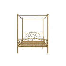 Load image into Gallery viewer, Full size Heavy Duty Metal Canopy Bed Frame in Gold Finish