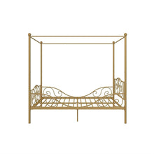 Load image into Gallery viewer, Full size Heavy Duty Metal Canopy Bed Frame in Gold Finish