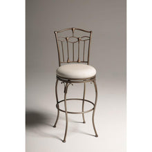 Load image into Gallery viewer, Brushed Bronze 30-inch Metal Bar Stool with Ivory Linen Fabric Swivel Seat