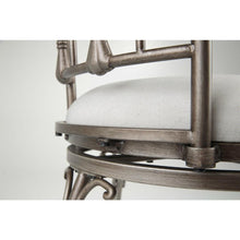 Load image into Gallery viewer, Brushed Bronze 30-inch Metal Bar Stool with Ivory Linen Fabric Swivel Seat