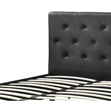 Load image into Gallery viewer, Queen size Black Faux Leather Upholstered Platform Bed with Button Tufted Headboard