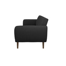 Load image into Gallery viewer, Dark Grey Linen Futon Sofa Bed with Modern Mid-Century Style Wooden Legs