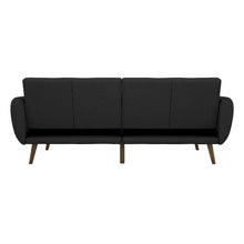 Load image into Gallery viewer, Dark Grey Linen Futon Sofa Bed with Modern Mid-Century Style Wooden Legs