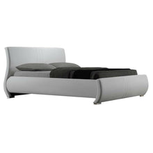 Load image into Gallery viewer, Queen size Modern White Faux Leather Upholstered Platform Bed