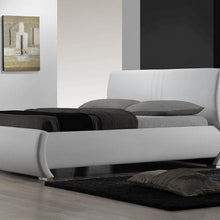 Load image into Gallery viewer, Queen size Modern White Faux Leather Upholstered Platform Bed