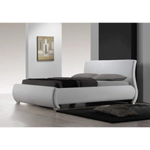 Load image into Gallery viewer, Queen size Modern White Faux Leather Upholstered Platform Bed
