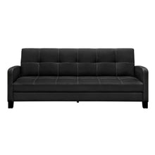 Load image into Gallery viewer, Classic Black Faux Leather Futon Sofa Sleeper