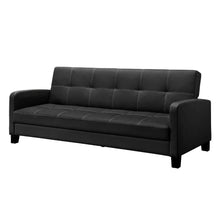 Load image into Gallery viewer, Classic Black Faux Leather Futon Sofa Sleeper