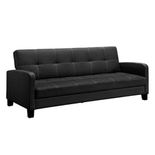Load image into Gallery viewer, Classic Black Faux Leather Futon Sofa Sleeper