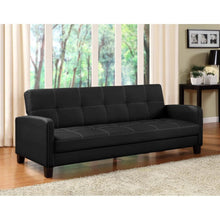 Load image into Gallery viewer, Classic Black Faux Leather Futon Sofa Sleeper