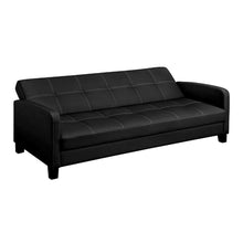 Load image into Gallery viewer, Classic Black Faux Leather Futon Sofa Sleeper