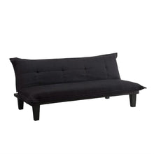 Load image into Gallery viewer, Black Microfiber Click-Clack Sleeper Sofa Bed Futon Lounger