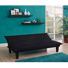 Load image into Gallery viewer, Black Microfiber Click-Clack Sleeper Sofa Bed Futon Lounger