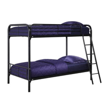 Load image into Gallery viewer, Twin over Twin Bunk Bed with Ladder in Black Metal