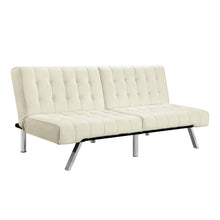 Load image into Gallery viewer, Split-back Modern Futon Style Sleeper Sofa Bed in Vanilla Faux Leather