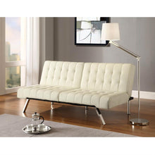 Load image into Gallery viewer, Split-back Modern Futon Style Sleeper Sofa Bed in Vanilla Faux Leather