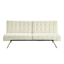 Load image into Gallery viewer, Split-back Modern Futon Style Sleeper Sofa Bed in Vanilla Faux Leather