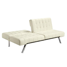 Load image into Gallery viewer, Split-back Modern Futon Style Sleeper Sofa Bed in Vanilla Faux Leather