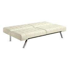 Load image into Gallery viewer, Split-back Modern Futon Style Sleeper Sofa Bed in Vanilla Faux Leather