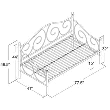 Load image into Gallery viewer, Twin size White Metal Day Bed Frame - 600 lb Weight Limit