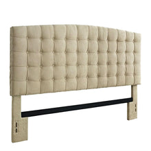 Load image into Gallery viewer, King size Button Tufted Padded Headboard Upholstered in Beige Microfiber