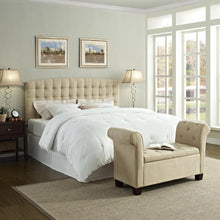 Load image into Gallery viewer, King size Button Tufted Padded Headboard Upholstered in Beige Microfiber