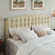 Load image into Gallery viewer, King size Button Tufted Padded Headboard Upholstered in Beige Microfiber