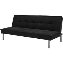 Load image into Gallery viewer, Black Microfiber Upholstered Futon Sofa Bed with Metal Legs