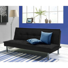 Load image into Gallery viewer, Black Microfiber Upholstered Futon Sofa Bed with Metal Legs