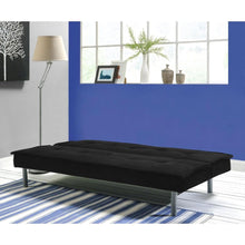Load image into Gallery viewer, Black Microfiber Upholstered Futon Sofa Bed with Metal Legs