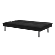 Load image into Gallery viewer, Black Microfiber Upholstered Futon Sofa Bed with Metal Legs