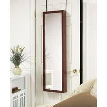 Load image into Gallery viewer, Wall - Door Mount Jewelry Armoire - Full Length Mirror in Cherry Finish