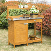 Load image into Gallery viewer, Outdoor Garden Organizer Stainless Steel Top Potting Bench Storage Cabinet