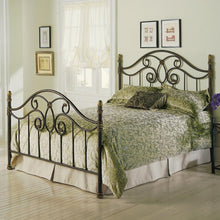 Load image into Gallery viewer, Queen size Metal Poster Bed with Headboard and Footboard in Autumn Brown