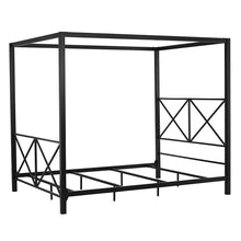 Load image into Gallery viewer, Queen size Modern Black Metal Four-Poster Canopy Bed Frame