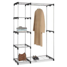 Load image into Gallery viewer, Freestanding Closet Organizer Garment Rack Storage Unit with Hanging Rods