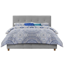 Load image into Gallery viewer, Queen size Grey Linen Upholstered Platform Bed with Button-Tufted Headboard