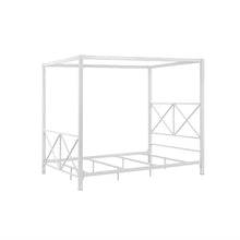 Load image into Gallery viewer, Queen size Sturdy Metal Canopy Bed Frame in White