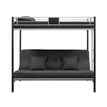 Load image into Gallery viewer, Twin over Futon Bunk Bed in Silver - Black Metal Finish