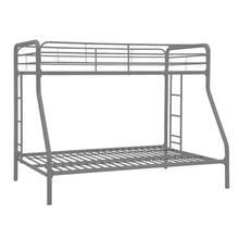 Load image into Gallery viewer, Twin over Full size Sturdy Metal Bunk Bed in Silver Finish