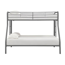 Load image into Gallery viewer, Twin over Full size Sturdy Metal Bunk Bed in Silver Finish