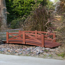 Load image into Gallery viewer, Sturdy 8-Ft Garden Bridge in Red Stained Acacia Wood with X-Design Rails