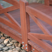 Load image into Gallery viewer, Sturdy 8-Ft Garden Bridge in Red Stained Acacia Wood with X-Design Rails