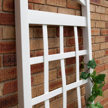 Load image into Gallery viewer, 6 Ft White Vinyl Garden Trellis with Arch Top with Ground Mount Anchors