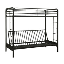 Load image into Gallery viewer, Twin over Full Futon Bunk Bed Sleeper Sofa in Black Metal