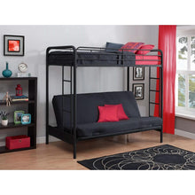 Load image into Gallery viewer, Twin over Full Futon Bunk Bed Sleeper Sofa in Black Metal