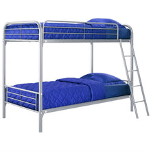 Load image into Gallery viewer, Twin over Twin size Silver Metal Bunk Bed